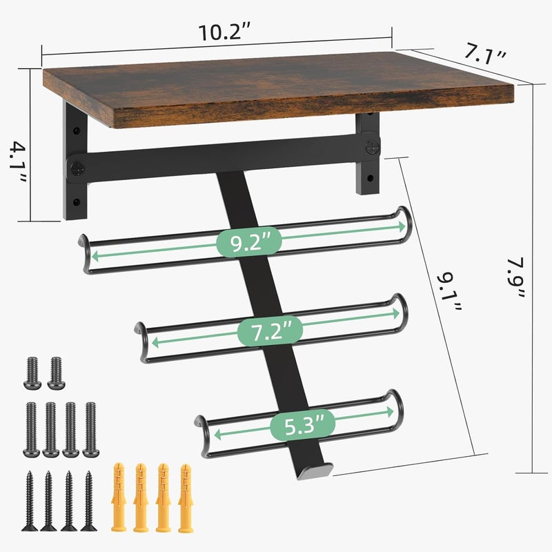 TJMOREE Resistance Rack Band Storage Hanger with Shelf Gym Equipment Organizer, Storage Rack for Home Gym, Brown - Image 3